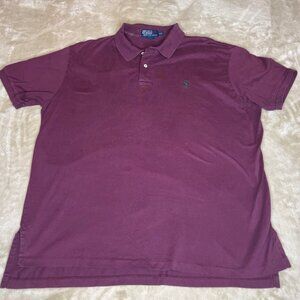 Polo Ralph Lauren 2XL Short Sleeve Burgundy Polo Shirt Preppy Basic Cotton